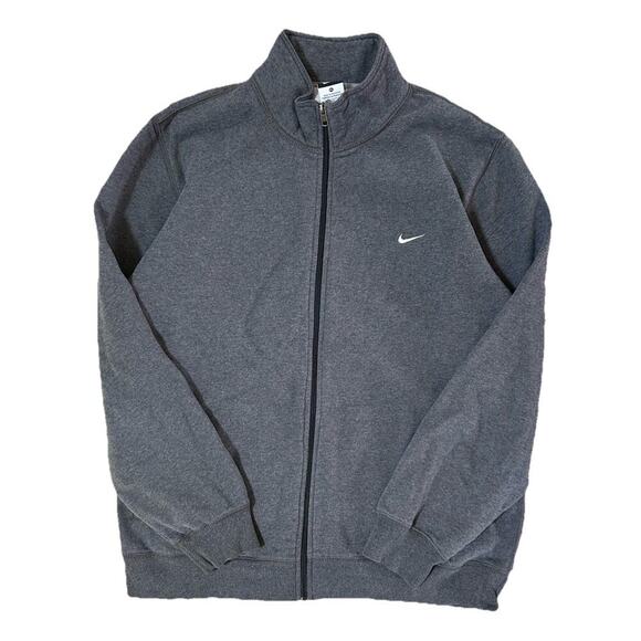 Y2K Nike Gray Zip Up Sweatshirt Embroidered Swoosh Size XL - Picture 3 of 6